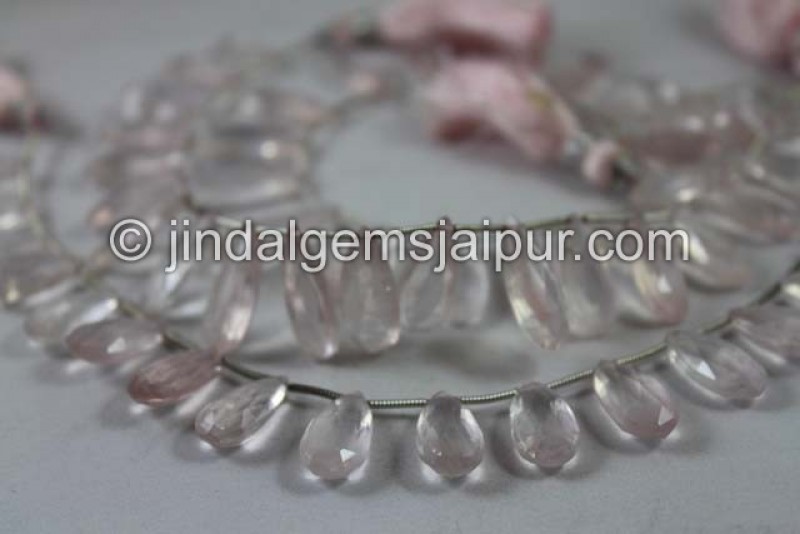 Rose Quartz Faceted Elongated Pear Shape Beads